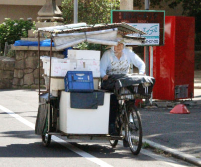 香川高松横付け 昭和旧車実用運搬自転車のサイドカー 骨董品